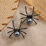 Black Pearl & Black Cubic Zirconia Spider Stud Earrings