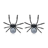 Black Pearl & Black Cubic Zirconia Spider Stud Earrings