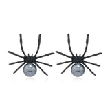 Black Pearl & Black Cubic Zirconia Spider Stud Earrings