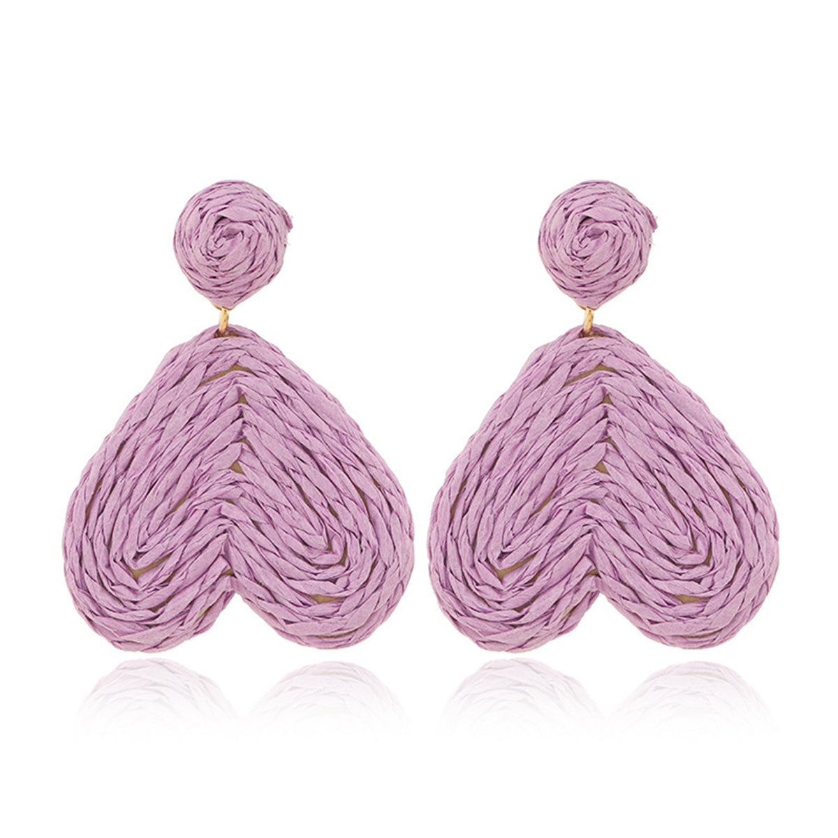 Purple Raffia & 18K Gold-Plated Heart Drop Earrings