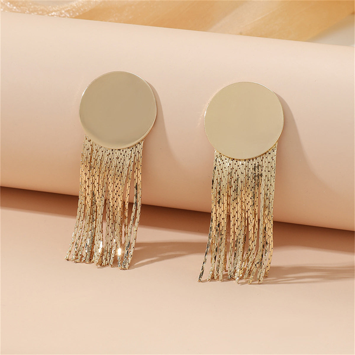 18K Gold-Plated Round Tassel Drop Earrings