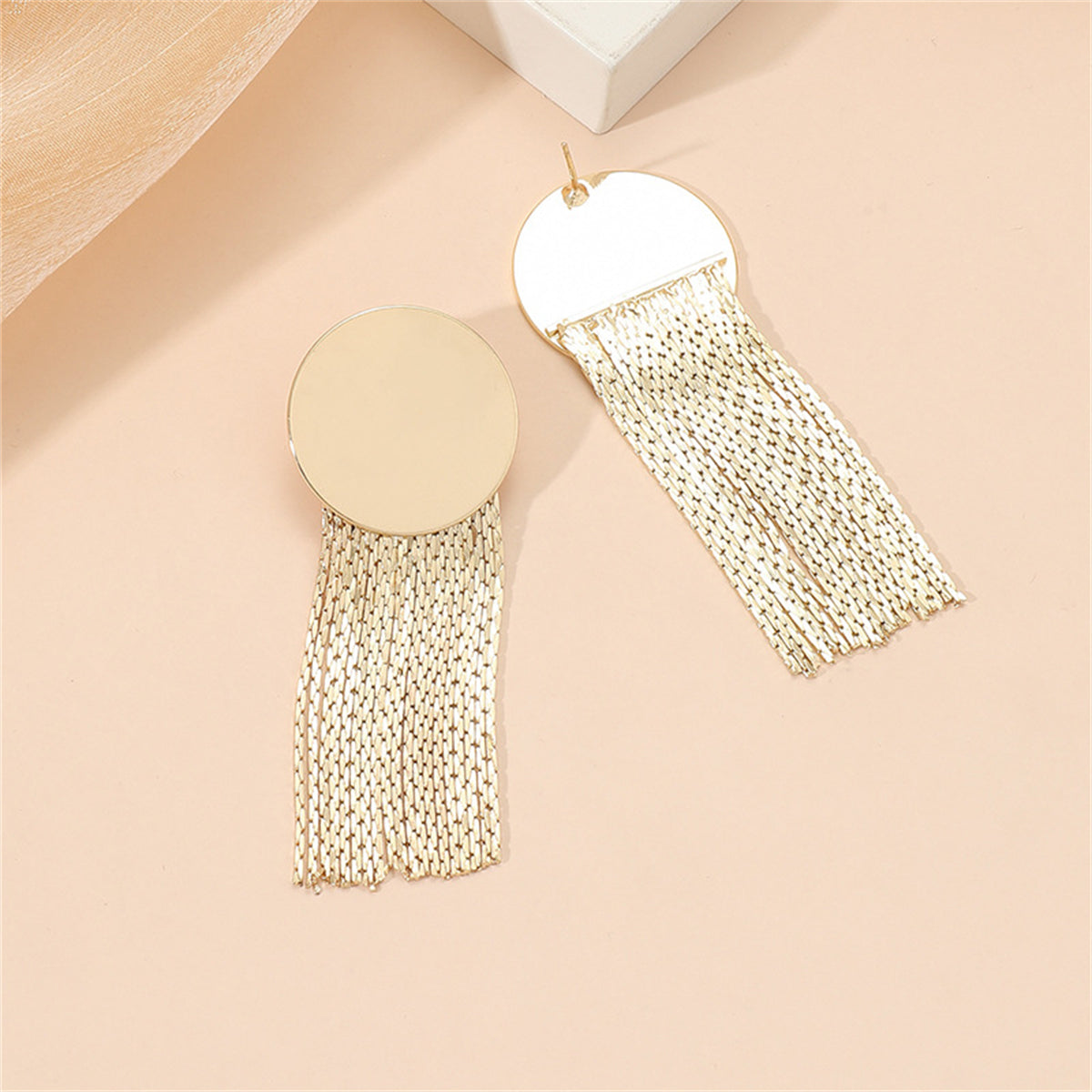 18K Gold-Plated Round Tassel Drop Earrings