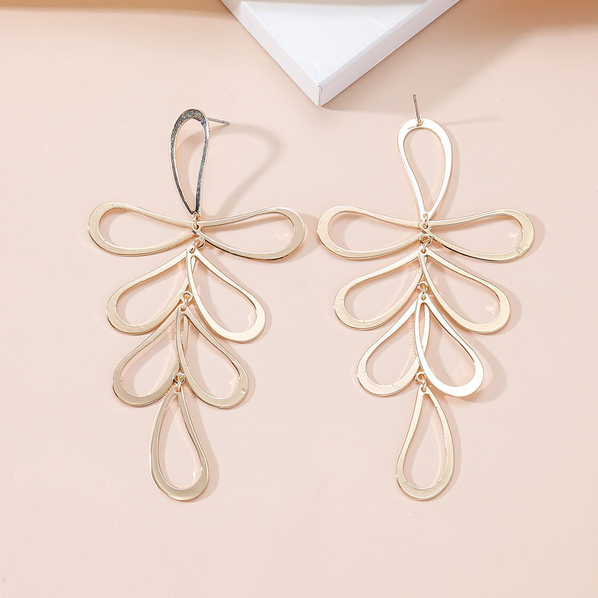 18K Gold-Plated Open Leaves Drop Earrings