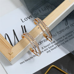 Cubic Zirconia & 18K Gold-Plated Layered Huggie Earrings