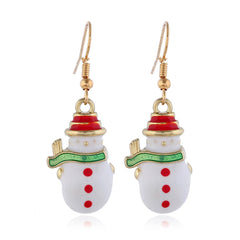 Multicolor Enamel & 18K Gold-Plated Snowman Drop Earrings