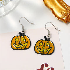 Orange Enamel & Silver-Plated Jack-O'-Lantern Drop Earrings