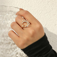 Pearl & Cubic Zirconia Celestial Open Ring