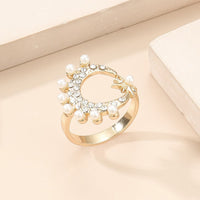 Pearl & Cubic Zirconia Celestial Open Ring