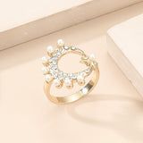 Pearl & Cubic Zirconia Celestial Open Ring