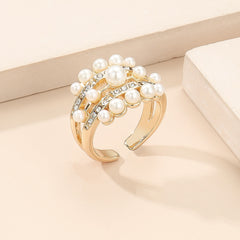 Pearl & Cubic Zirconia 18K Gold-Plated Open Ring