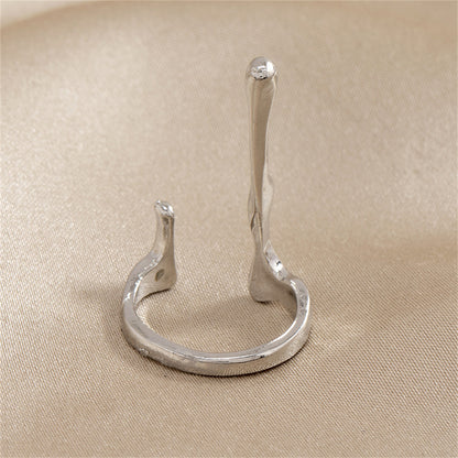 Silver-Plated Bar Open Ring, silver statement rings for women, everyday style, detail close-up