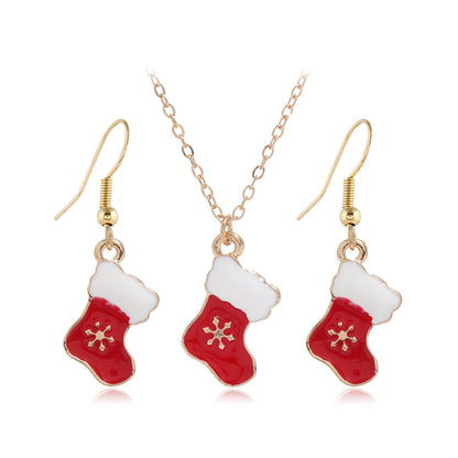 Red Enamel & 18K Gold-Plated Boots Pendant Necklace Set