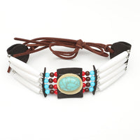 White & Turquoise Boho-Style Choker Necklace