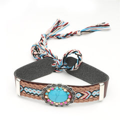 Turquoise & Cubic Zirconia Oval Flower Choker Necklace
