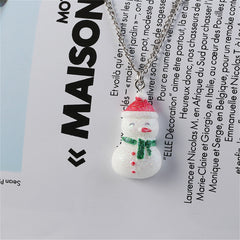 Red & White Snowman Pendant Necklace