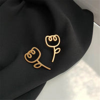 18k Gold-Plated Openwork Flower Stud Earrings