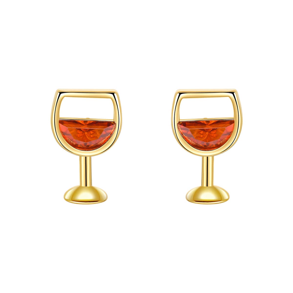 Red Crystal & 18K Gold-Plated Wine Cup Stud Earrings