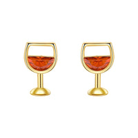 Red Crystal & 18k Gold-Plated Wine Cup Stud Earrings