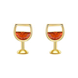 Red Crystal & 18k Gold-Plated Wine Cup Stud Earrings