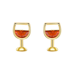 Red Crystal & 18K Gold-Plated Wine Cup Stud Earrings