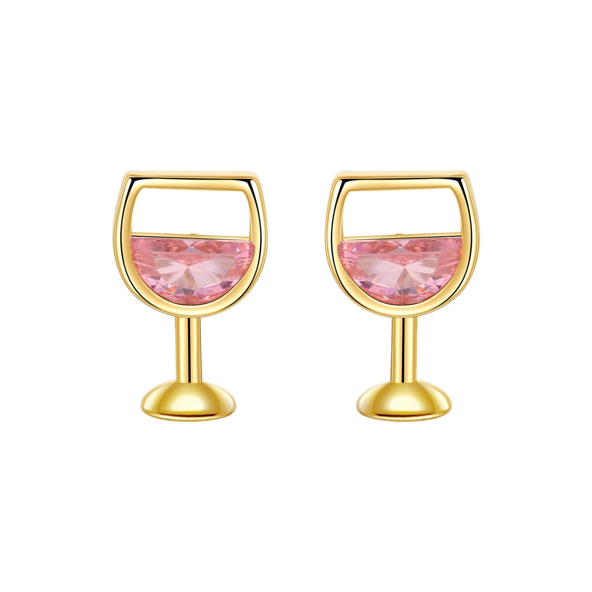 Pink Crystal & 18K Gold-Plated Wine Glass Stud Earrings