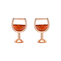 Red Crystal & 18k Rose Gold-Plated Wine Cup Stud Earring