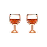 Red Crystal & 18k Rose Gold-Plated Wine Cup Stud Earring