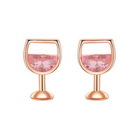 Pink Crystal & 18k Rose Gold-Plated Wine Glass Stud Earrings