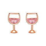 Pink Crystal & 18k Rose Gold-Plated Wine Glass Stud Earrings