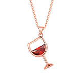 Red Crystal & 18K Rose Gold-Plated Wine Glass Pendant Necklace