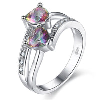 Pink Crystal Double Heart Ring