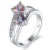Pink Crystal Double Heart Ring
