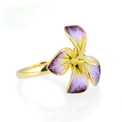 Purple & 18K Gold-Plated Flower Ring