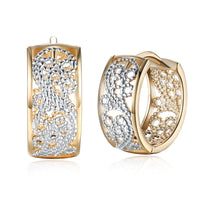 Silver-Plated & 18k Gold-Plated Embossed Cutout Huggie Earrings - streetregion