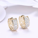 Silver-Plated & 18k Gold-Plated Embossed Cutout Huggie Earrings - streetregion