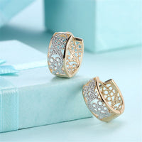 Silver-Plated & 18k Gold-Plated Embossed Cutout Huggie Earrings - streetregion