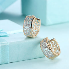 Silver-Plated & 18k Gold-Plated Embossed Cutout Huggie Earrings - streetregion