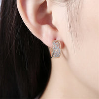Silver-Plated & 18k Gold-Plated Embossed Cutout Huggie Earrings - streetregion