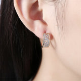 Silver-Plated & 18k Gold-Plated Embossed Cutout Huggie Earrings - streetregion