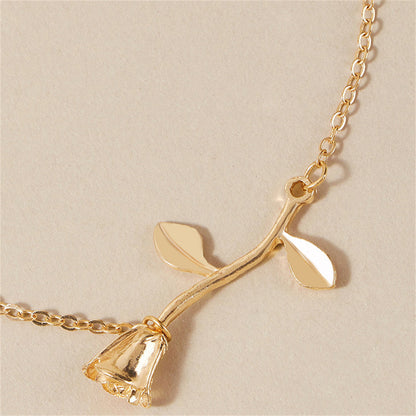 18K Gold-Plated Rose Charm Anklet, gold anklet bracelet, everyday style, side view