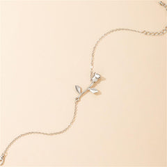 Silver-Plated Rose Charm Anklet