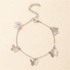 Silver-Plated Butterfly Station Anklet