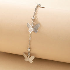 Silver-Plated Butterfly Station Anklet