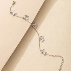 Silver-Plated Butterfly Station Anklet