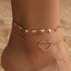 18K Gold-Plated Open Heart Charm Anklets