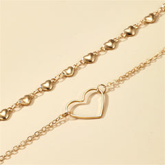 18K Gold-Plated Open Heart Charm Anklets