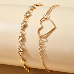 18K Gold-Plated Open Heart Charm Anklets
