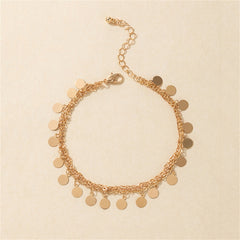 Beautifully crafted 18K gold-plated anklet showcasing a chain with small discs, perfect for adding elegance to any outfit.