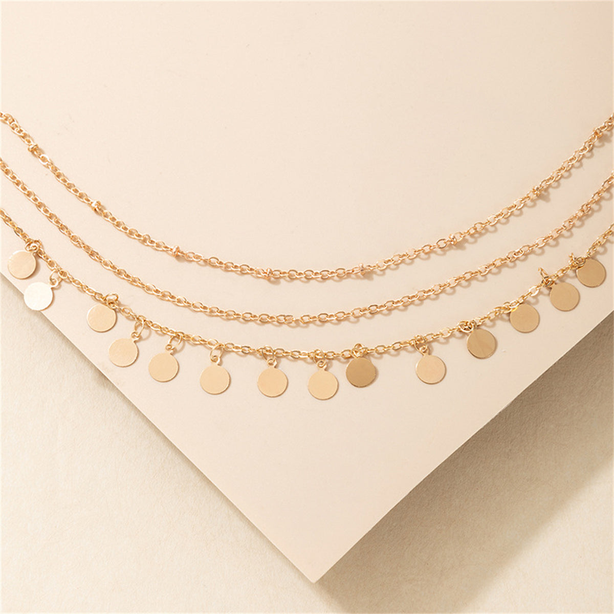 18K Gold-Plated Disc Charm Layered Anklet, gold anklet bracelet, vintage-inspired design, lifestyle look