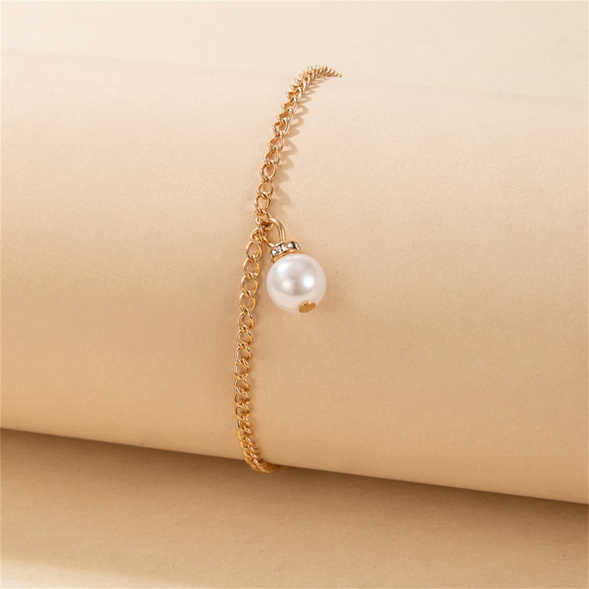 Pearl & 18K Gold-Plated Charm Anklet